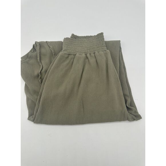 Rewash Casual Pants High Rise Capri Beach Pants Elastic Band Sz M Green - Picture 4 of 9
